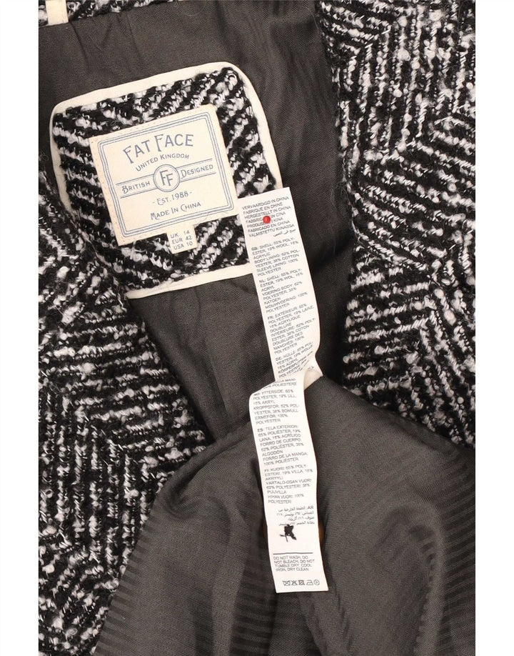 Soprabito ampio da donna Fat Face UK 14 Grande classico a spina di pesce nero