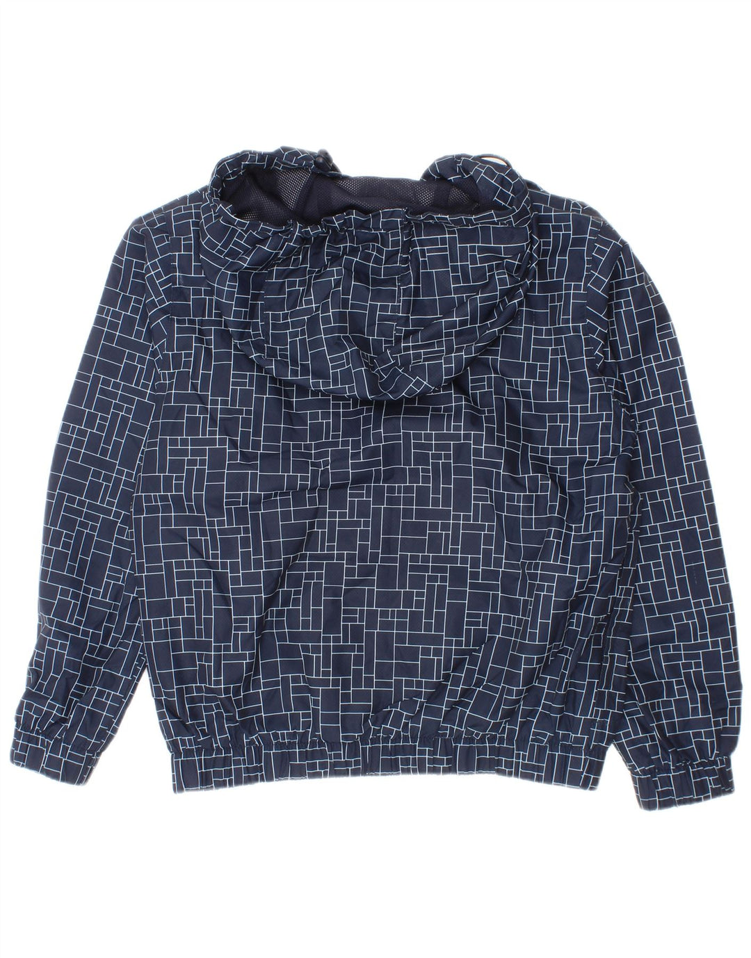 Giacca antipioggia con cappuccio Lacoste per ragazzi 7-8 anni in poliestere geometrico blu