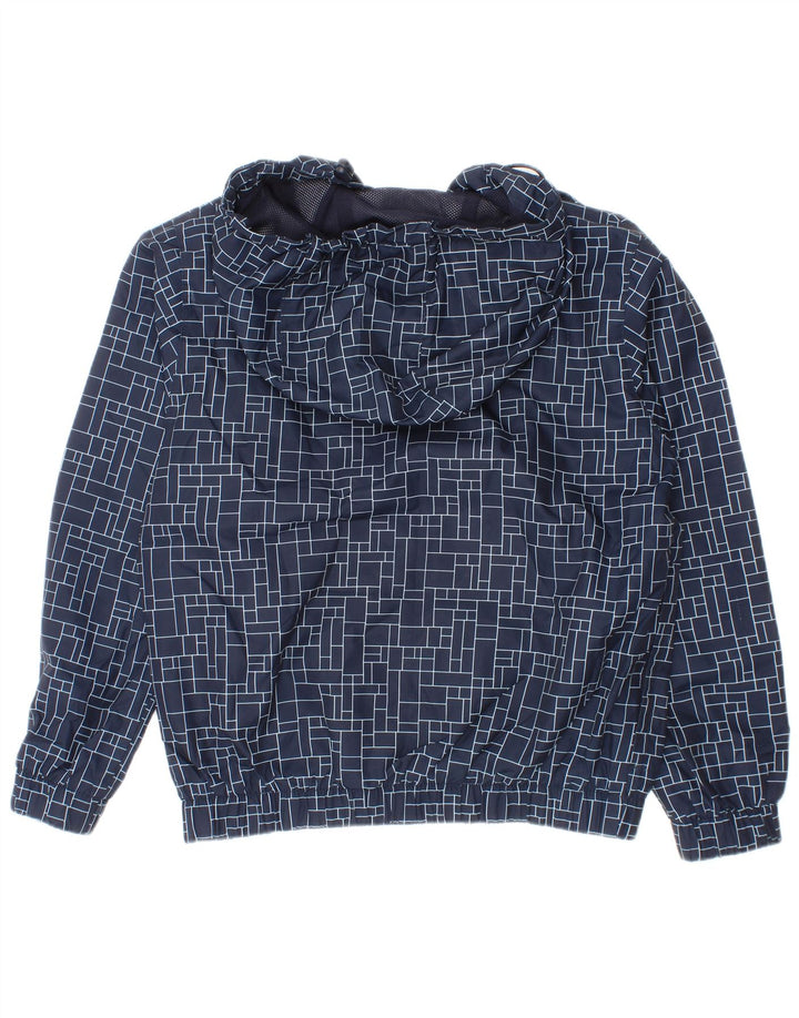 Giacca antipioggia con cappuccio Lacoste per ragazzi 7-8 anni in poliestere geometrico blu