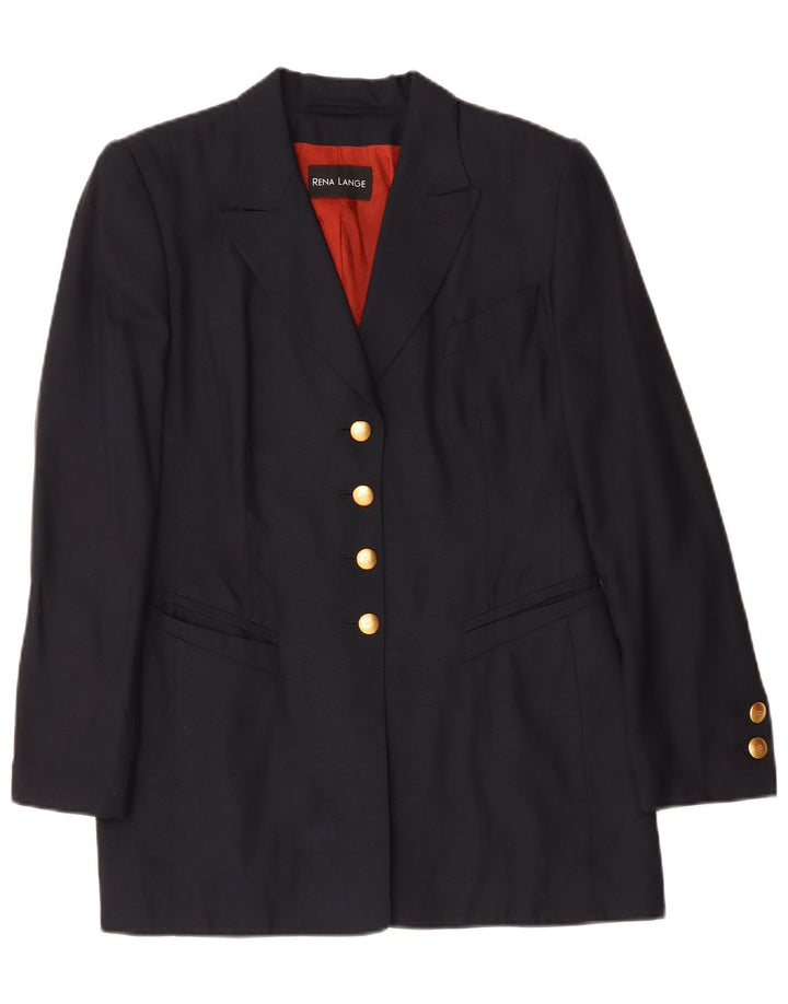 RENA LANGE Womens 4 Button Blazer Jacket UK 14 Large Navy Blue