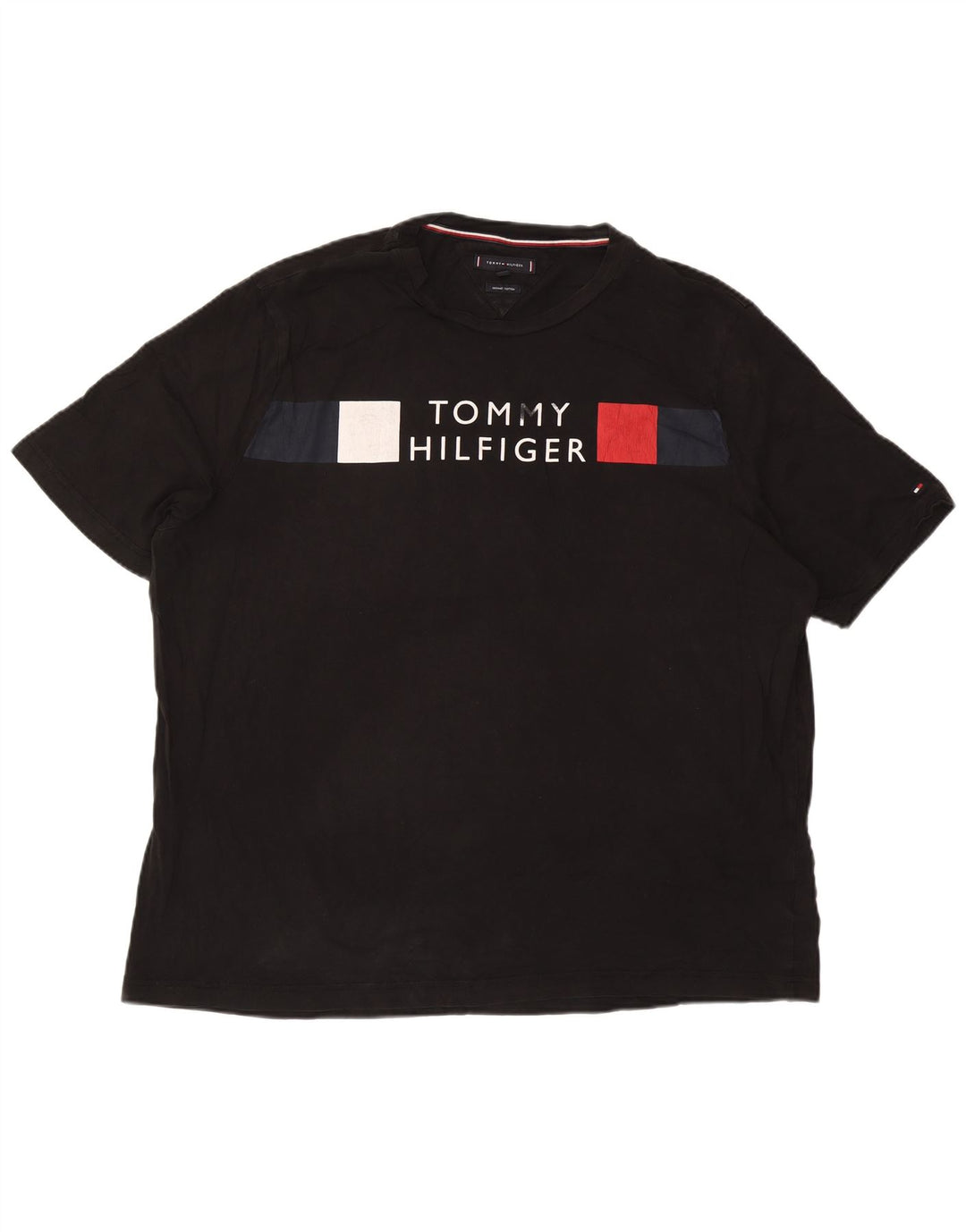 TOMMY HILFIGER T-shirt grafica da uomo Top 3XL cotone nero