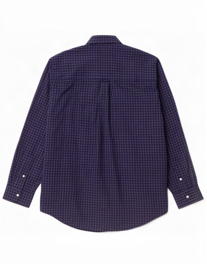 Camicia Chaps da uomo Easy Care XL in cotone a quadri blu navy