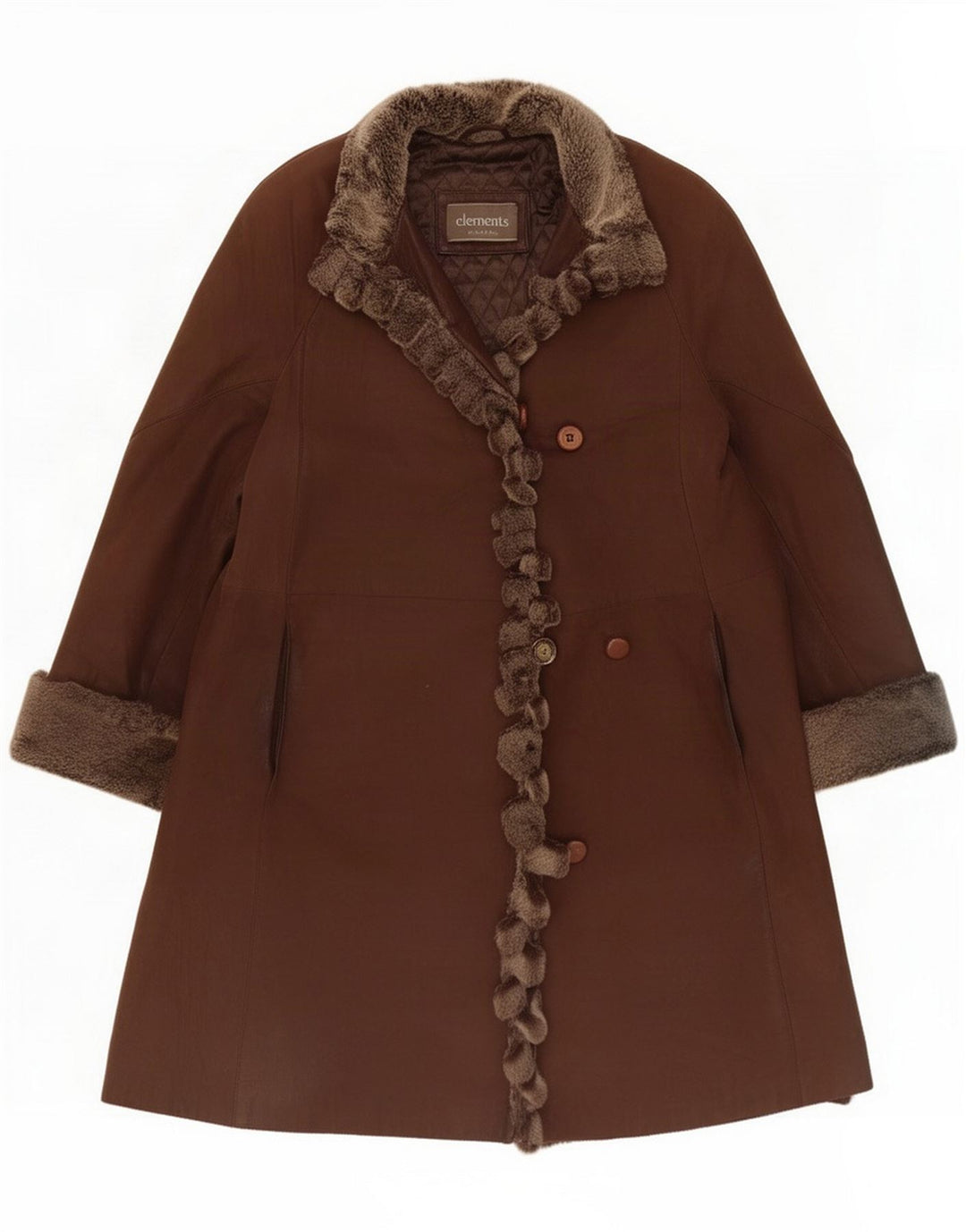 Cappotto in pelle da donna Elements EU 38 Marrone medio