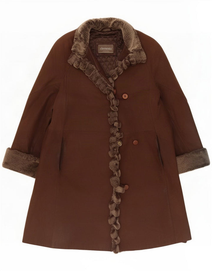 Cappotto in pelle da donna Elements EU 38 Marrone medio