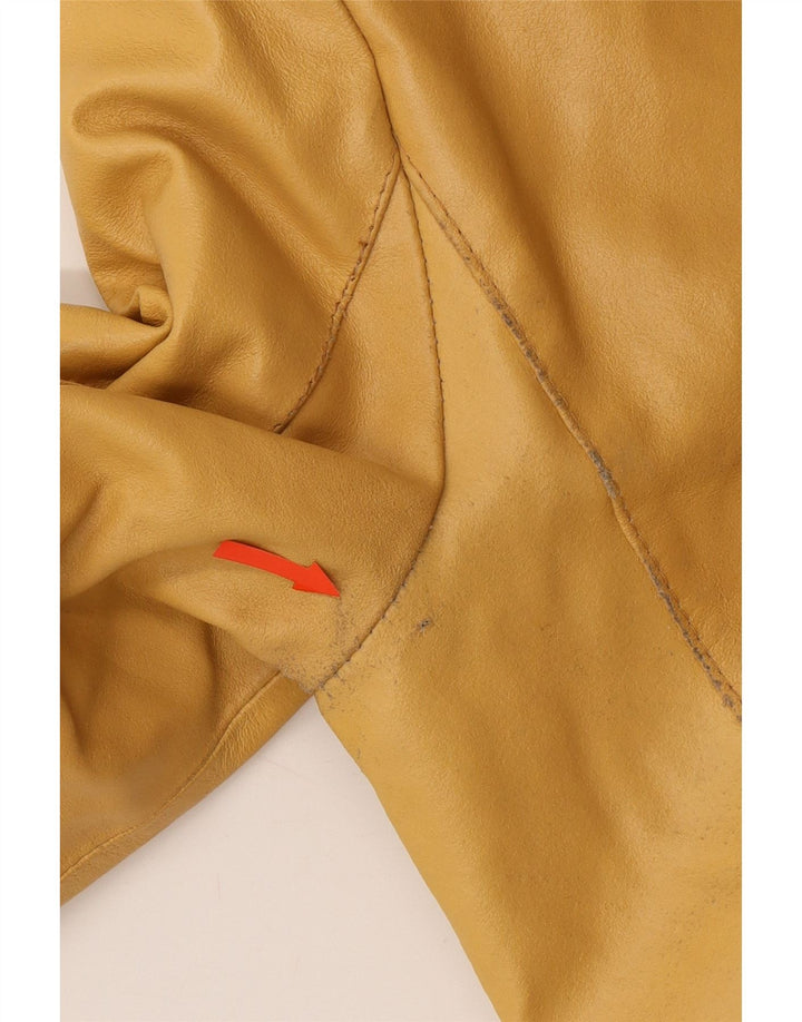 VINTAGE Womens Leather Coat IT 46 Large Yellow Leather Vintage Vintage and Second-Hand Vintage from Messina Hembry 