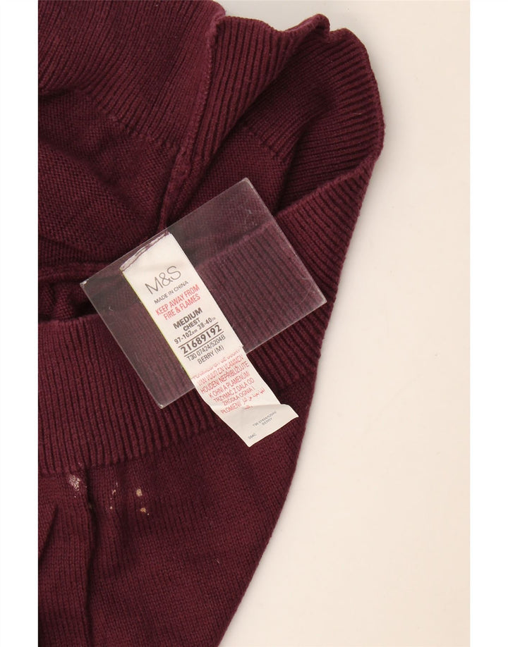 Maglione maglione girocollo da uomo Marks & Spencer in cotone bordeaux medio