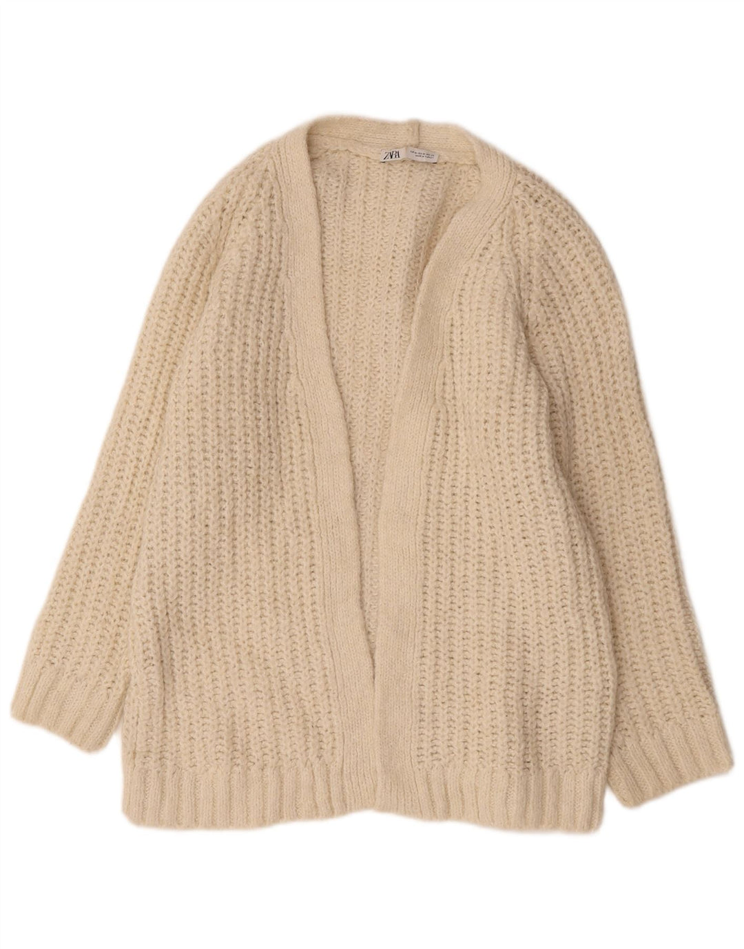 Maglione cardigan aperto oversize da donna Zara UK 14 Acrilico beige medio