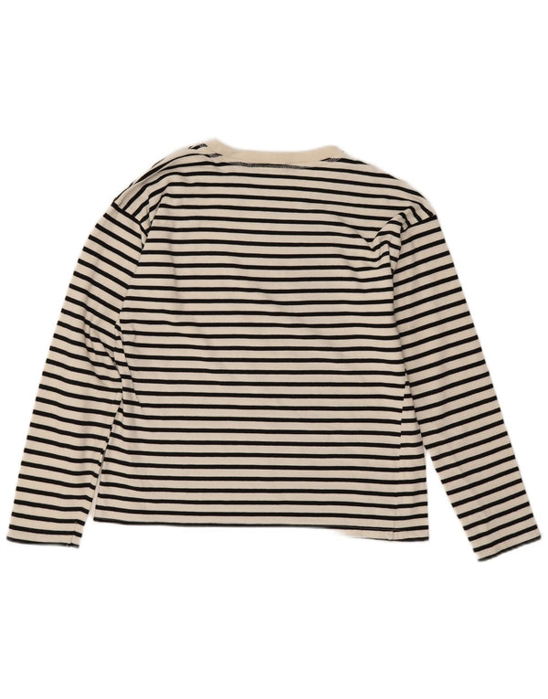Top Zara da donna a maniche lunghe UK 10 piccolo cotone a righe bianche