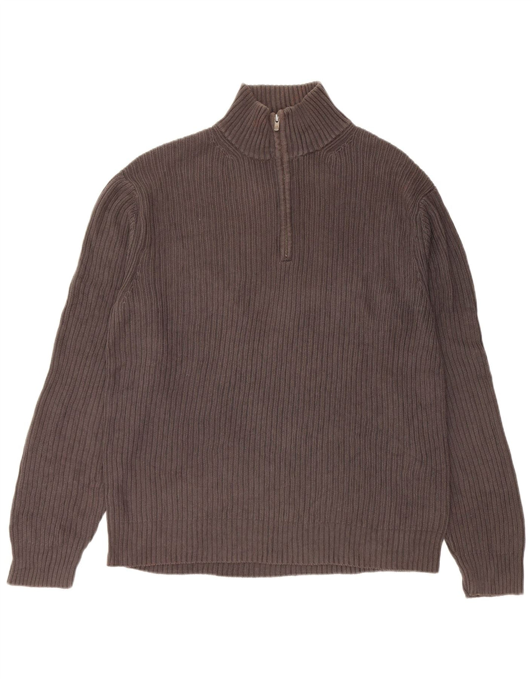 CALVIN KLEIN Maglione da uomo con zip e collo grande in cotone grigio