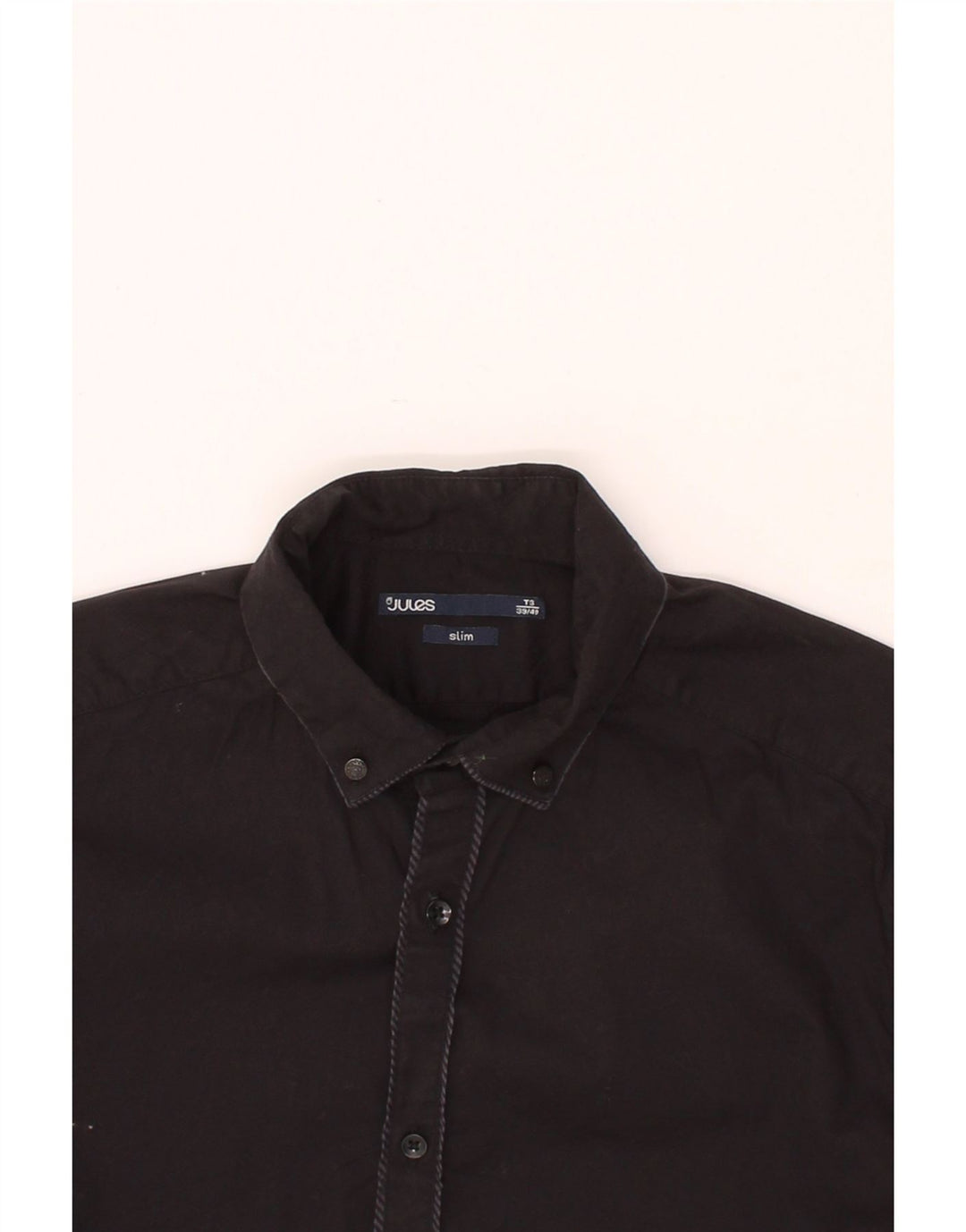 JULES Mens Slim Shirt Small Black Cotton Vintage Jules and Second-Hand Jules from Messina Hembry 