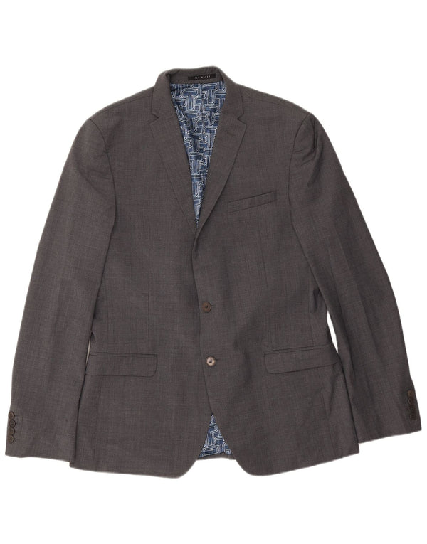 Giacca blazer slim fit da uomo a 2 bottoni Ted Baker UK 42 XL lana grigia