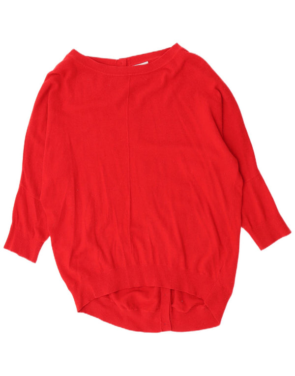 Maglione da donna con scollo a barca con maniche a 3/4 Jigsaw UK 16 Lana d'agnello rossa grande