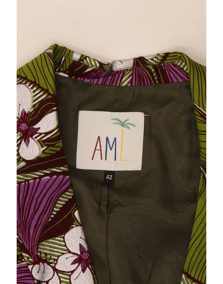 Giacca blazer vintage da donna a 1 bottone IT 42 Cotone floreale verde medio