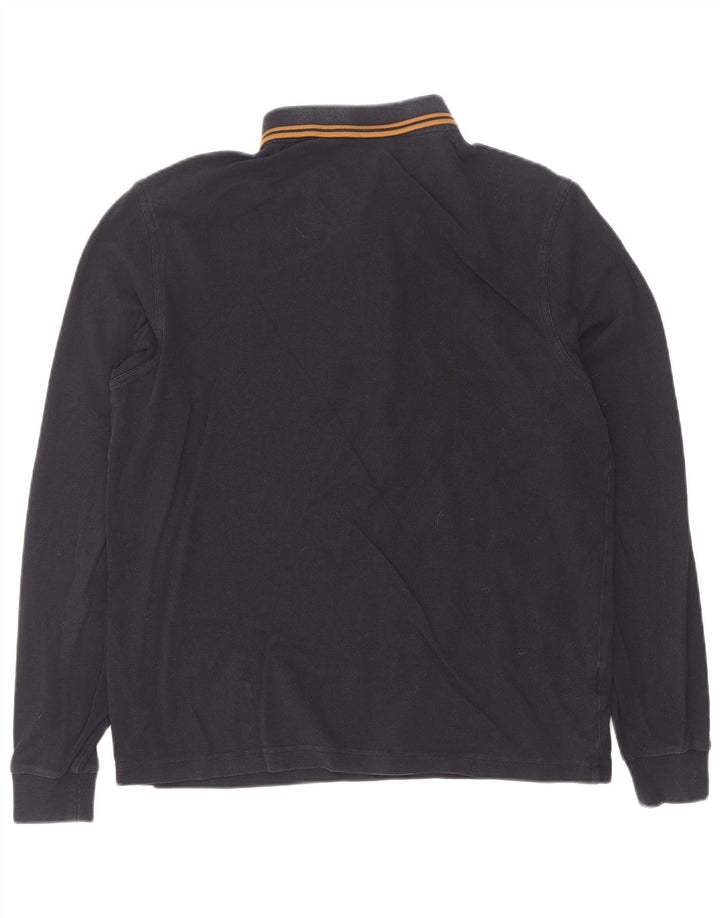 Polo da uomo a maniche lunghe Fred Perry in cotone a righe blu navy medio