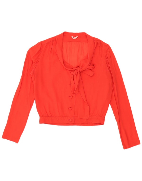Camicetta da donna VINTAGE con cravatta frontale trasparente UK 16 grande rossa