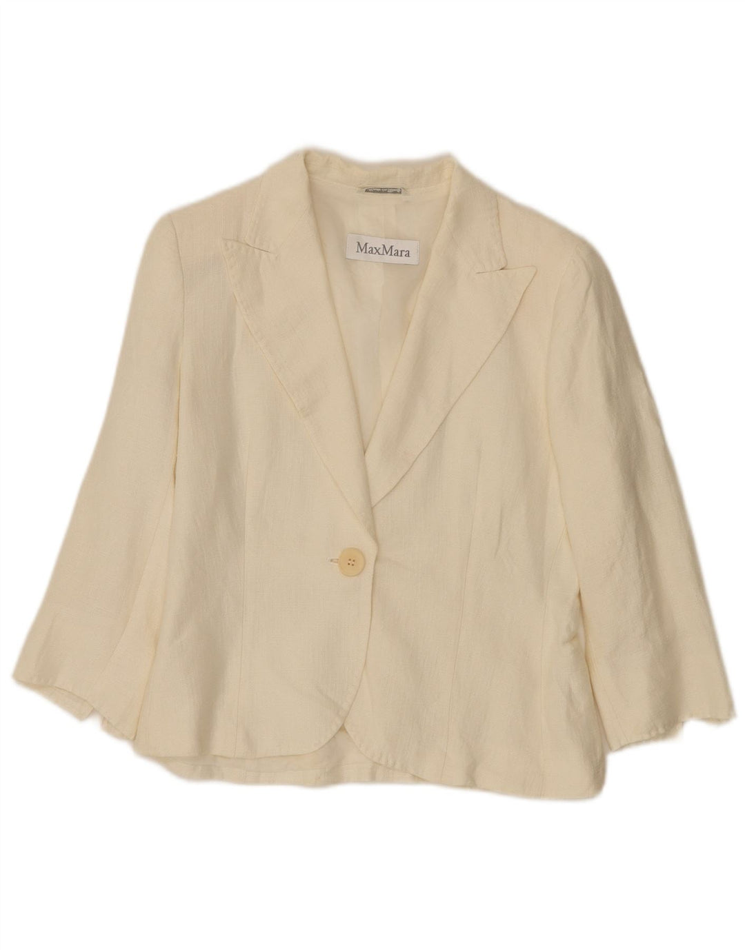 Giacca blazer da donna Max Mara a 3 bottoni e 1 bottone UK 10 piccola in lino bianco sporco