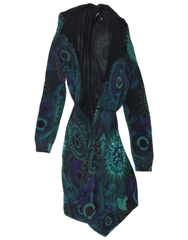 Desigual maglione cardigan lungo da donna grande blu navy con motivo cachemire