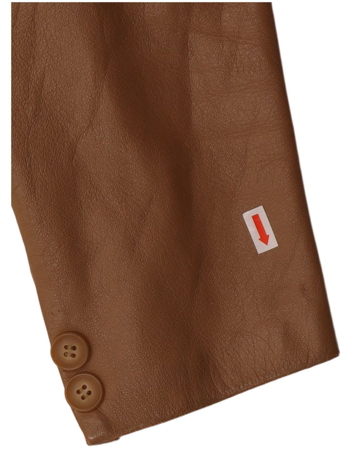 Giacca blazer vintage da donna a 2 bottoni IT 44 Classica in pelle beige media