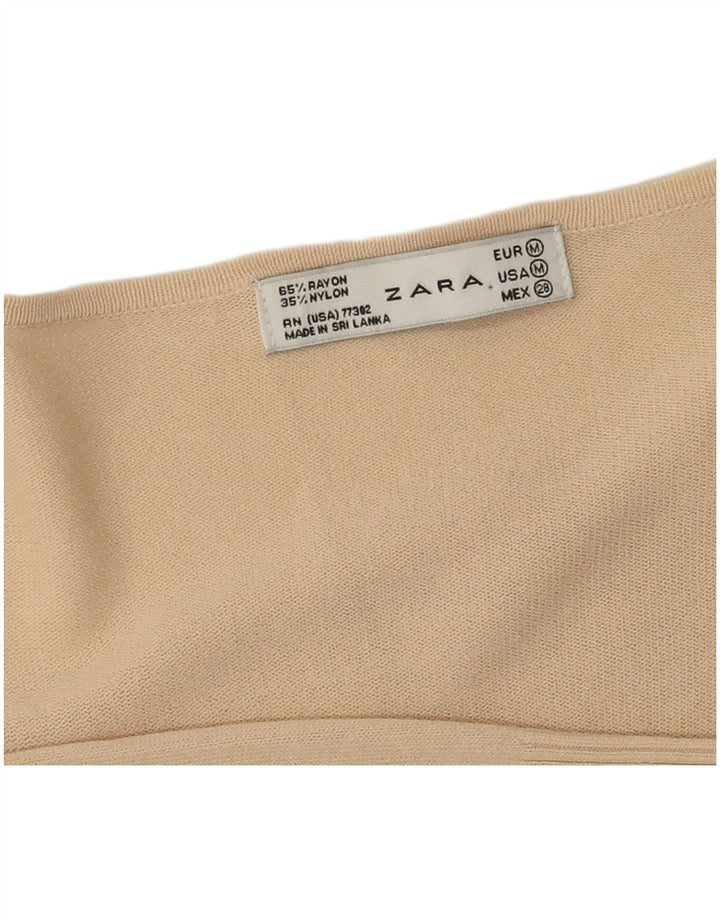 Top cardigan avvolgente da donna Zara UK 12 Rayon beige medio