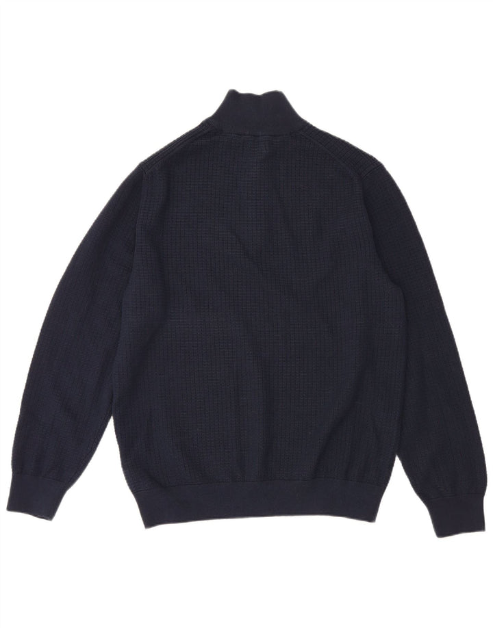Gant Maglione da uomo con zip e collo grande in cotone blu navy