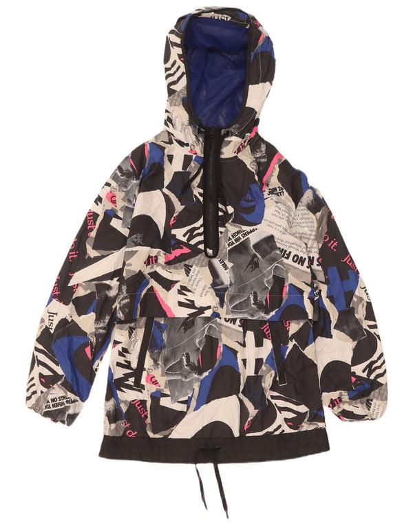 Giacca antipioggia Nike da donna con cappuccio pullover UK 6 XS multicolore geometrica