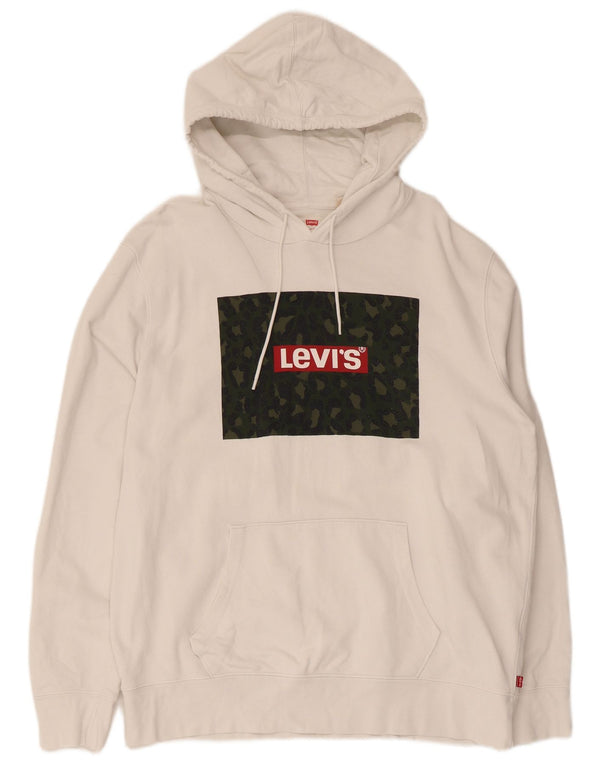 Levi's Felpa con cappuccio grafica da donna UK 14 Grande stampa animalier bianca