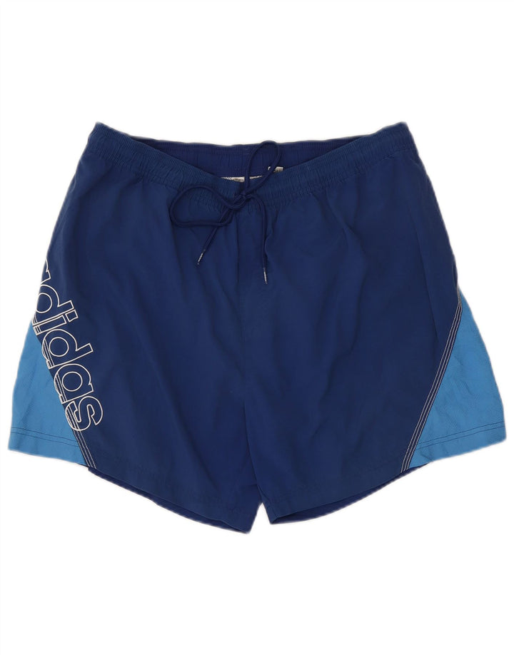 Pantaloncini da bagno grafici da uomo Adidas Large blu color block in poliammide