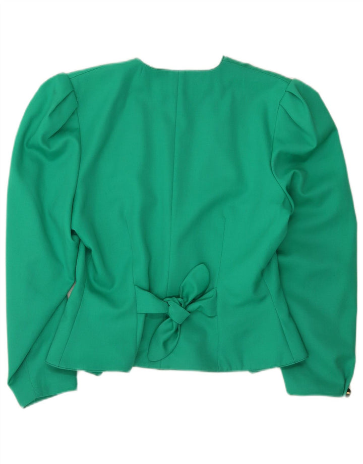 Giacca blazer vintage da donna con maniche a 3/4 UK 14 in lana verde medio