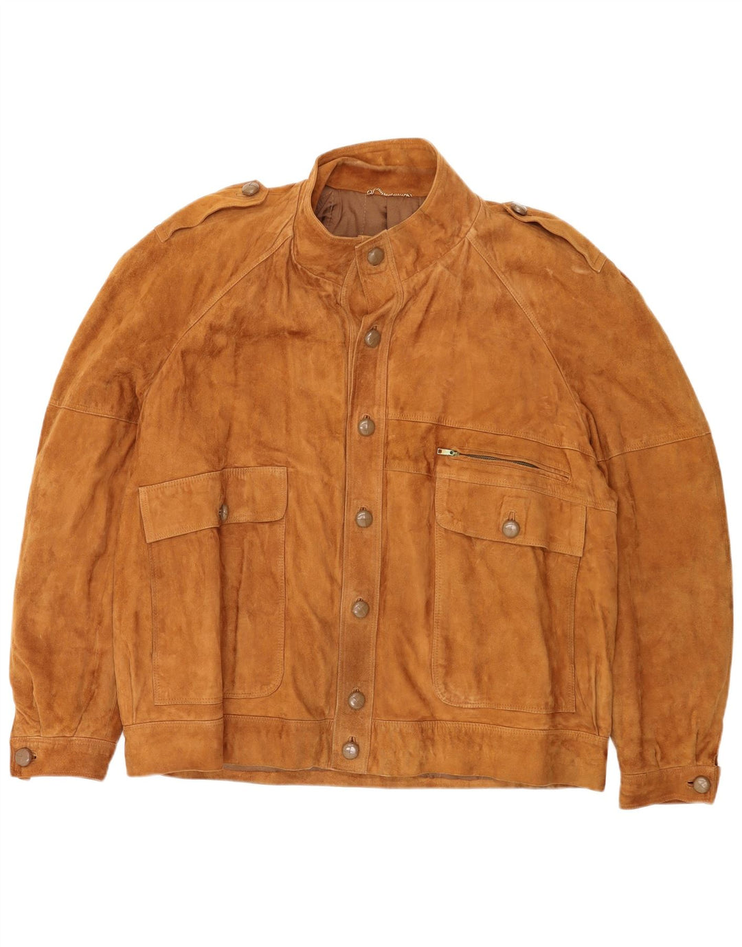 Giacca militare in pelle scamosciata da uomo Fibok UK 42 XL Beige