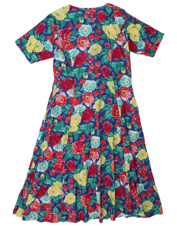 Abito vintage da donna a trapezio IT 48/50 XL floreale multicolore