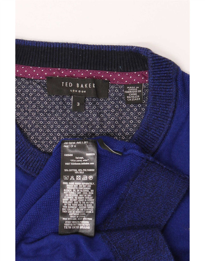 Maglione maglione girocollo da uomo Ted Baker taglia 3 cotone medio blu navy