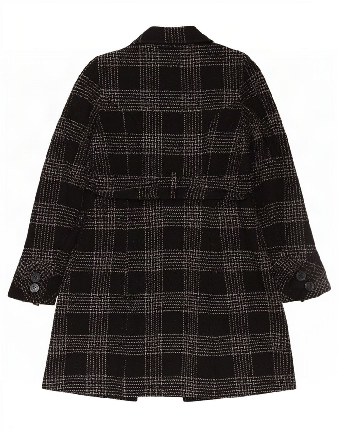 Cappotto doppiopetto da donna Jane Norman US 8 lana a quadri neri medi