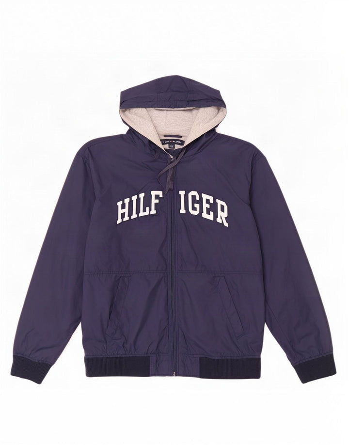 Giacca da ginnastica da uomo con cappuccio grafico Tommy Hilfiger grande blu navy
