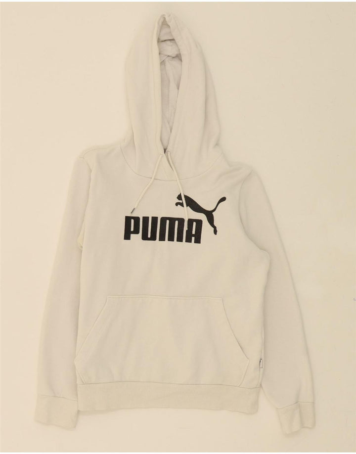 PUMA Womens Graphic Hoodie Jumper UK 8 Small White Vintage Puma and Second-Hand Puma from Messina Hembry 