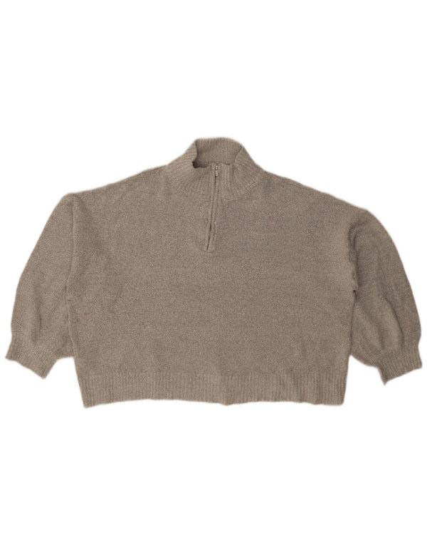 Maglione da donna con collo corto e zip French Connection UK 18 XL Grigio