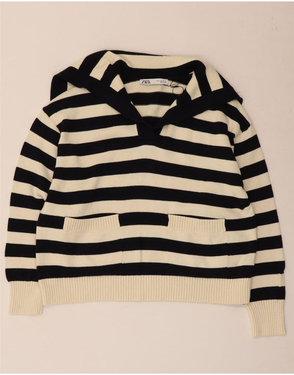 Maglione a collo alto oversize da donna Zara UK 10 piccolo a righe nere