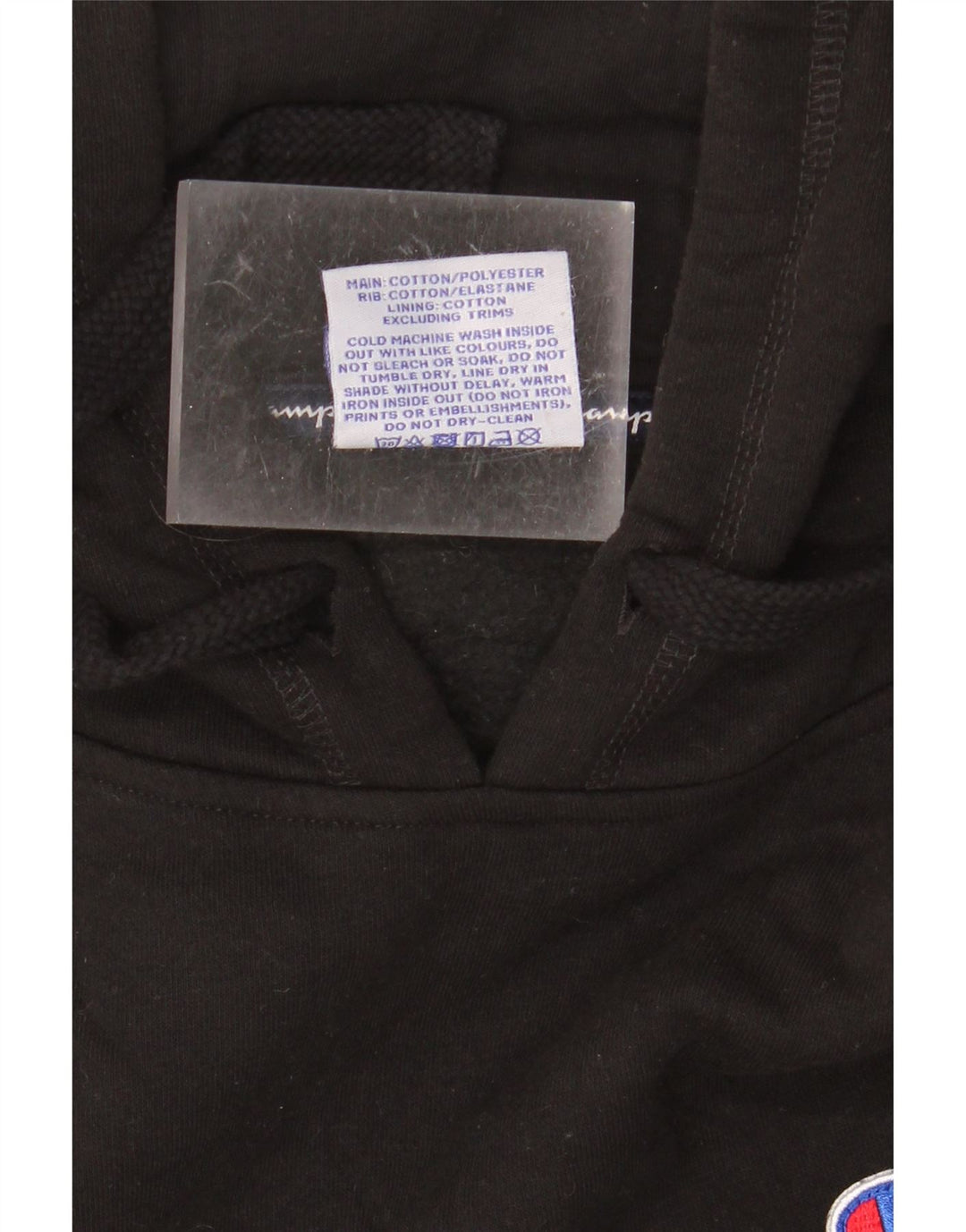 Maglione con cappuccio grafico da uomo CHAMPION in cotone nero medio