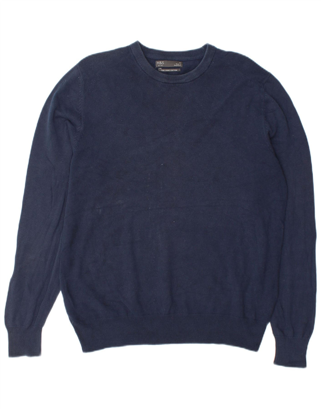 Maglione maglione girocollo da uomo Marks & Spencer cotone medio blu navy