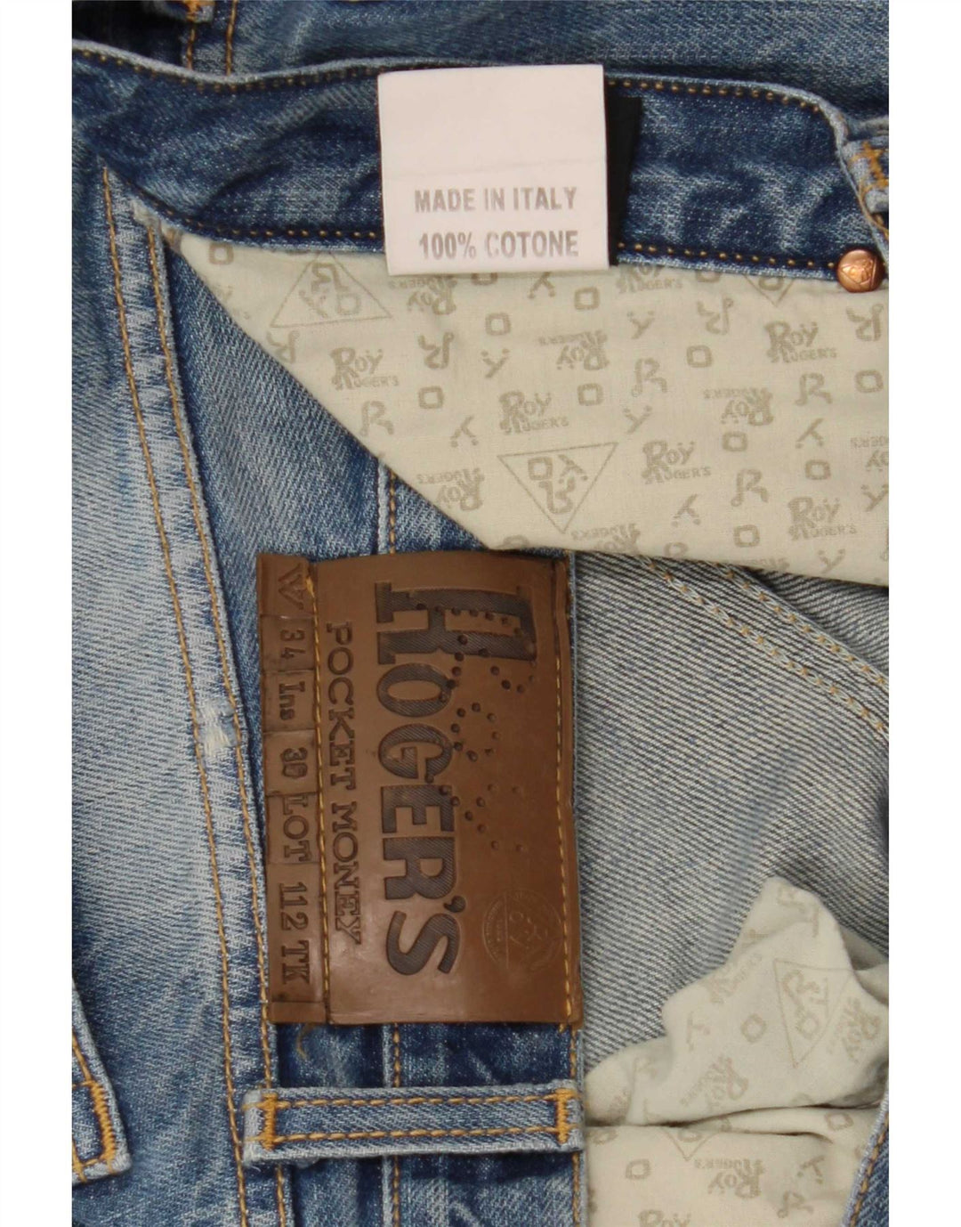 Jeans dritti invecchiati da uomo Roy Rogers W34 L36 cotone blu