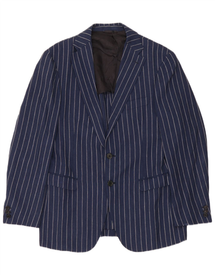 Giacca blazer da uomo a 2 bottoni Burberry IT 48 media lana gessata blu navy