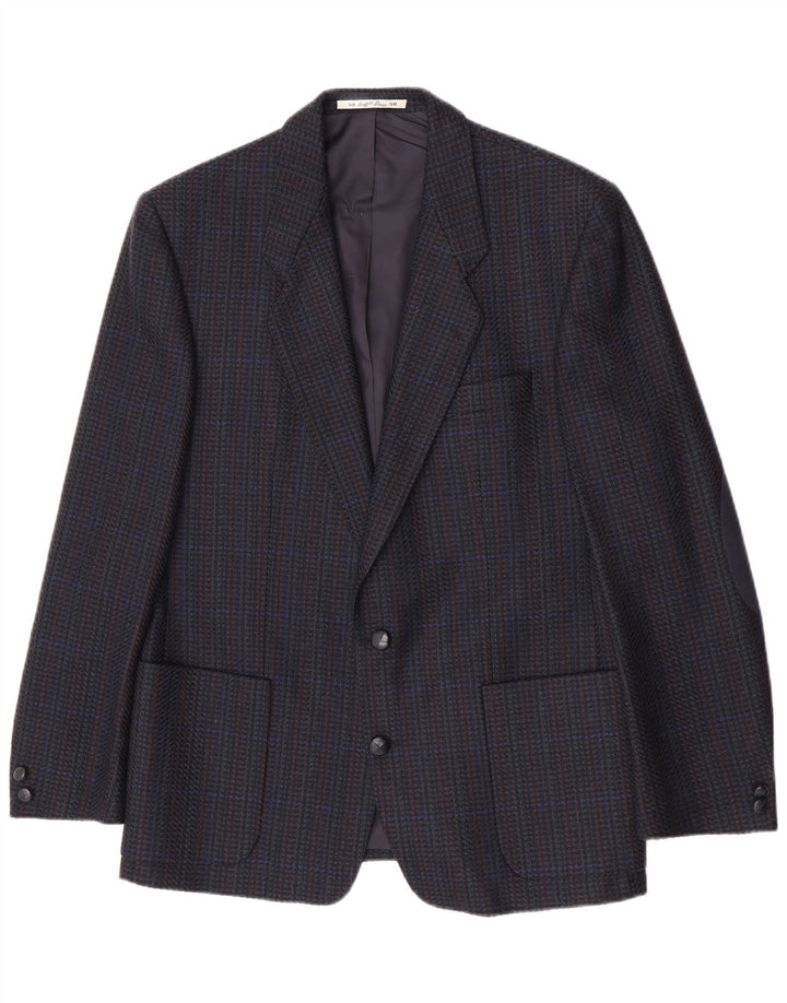 Angelo Litrico Giacca Blazer da Uomo a 2 Bottoni IT 50 Lana Nuova a Quadri Grandi Blu