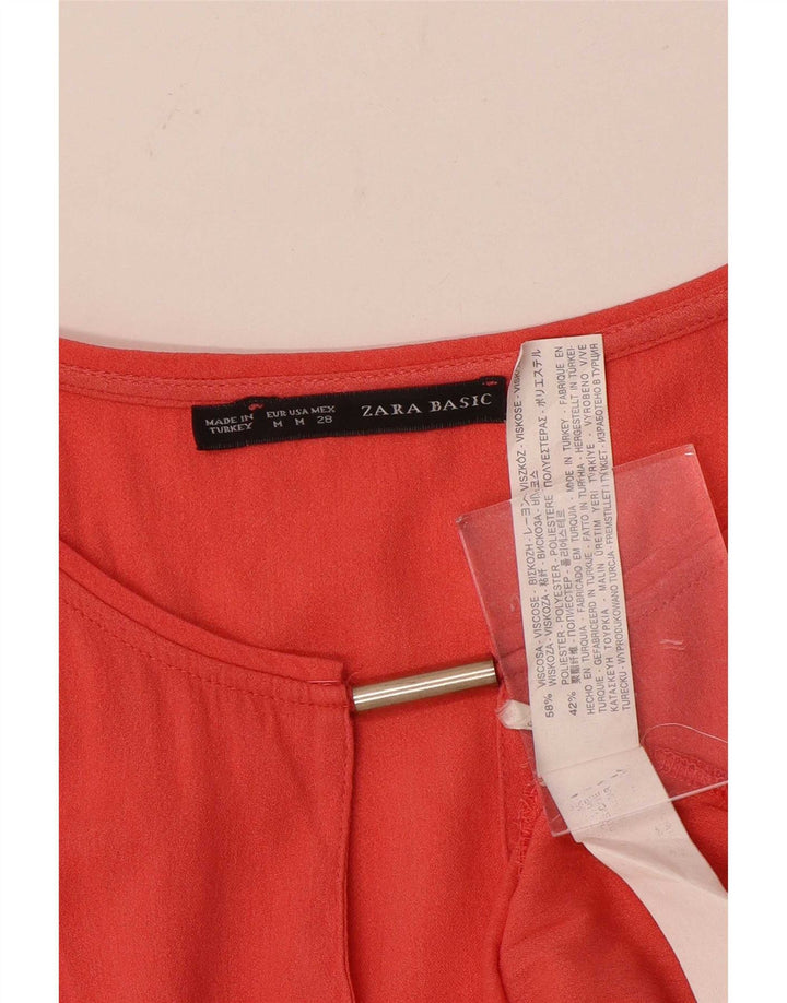 Top Blusa Donna Zara UK 12 Viscosa Rossa Media