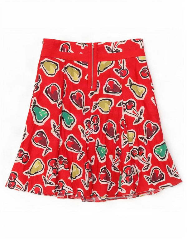 Hobbs Womens Graphic A-Line Skirt UK 12 Medium W32 Red Flax
