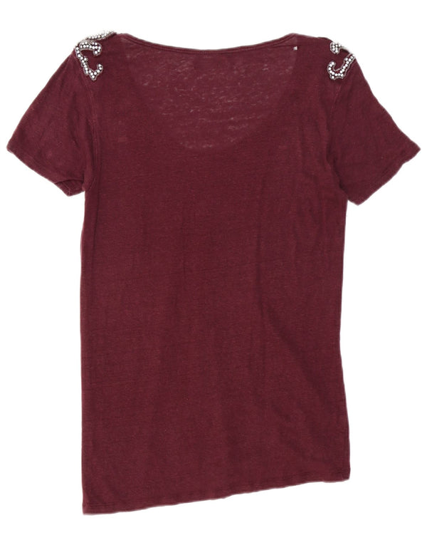 T-shirt Zara da donna Top UK 14 bordeaux medio