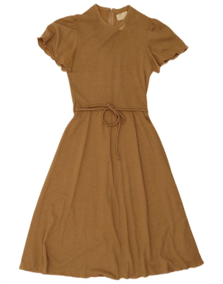 Abito a trapezio da donna vintage IT 38 XS Poliestere beige