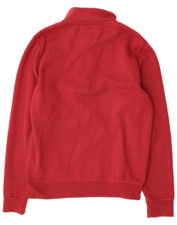 HACKETT Mens Classic Fit Zip Neck Sweatshirt Jumper Medium Red Cotton