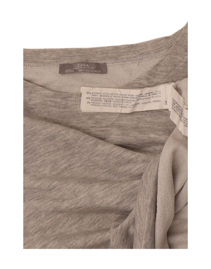 Felpa corta da donna Zara UK 12 Cotone screziato grigio medio
