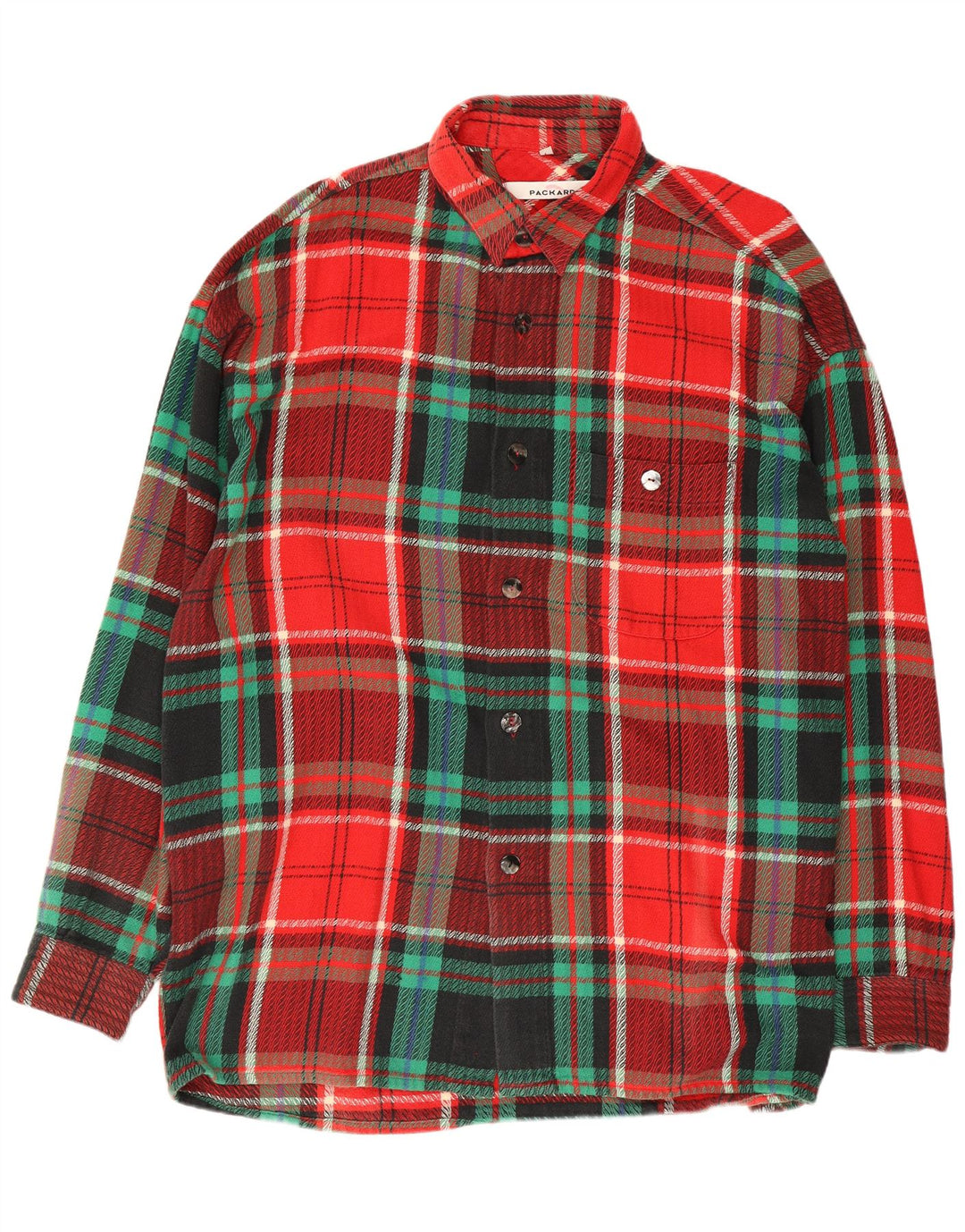 Camicia da uomo in flanella Packard grande in cotone scozzese rosso