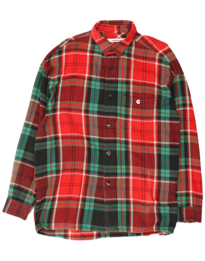 Camicia da uomo in flanella Packard grande in cotone scozzese rosso