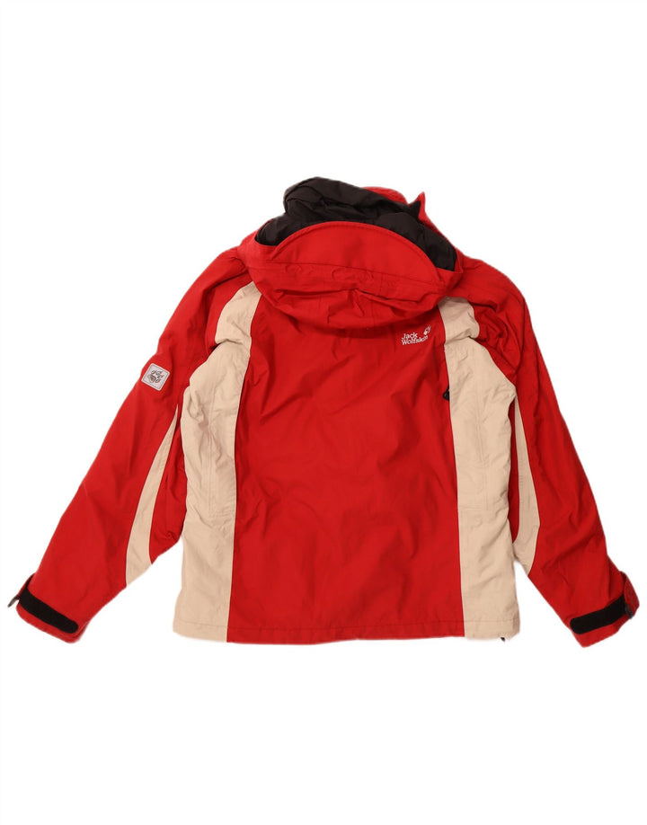 Jack Wolfskin Womens Hooded Windbreaker Jacket UK 10 Small Red Colourblock